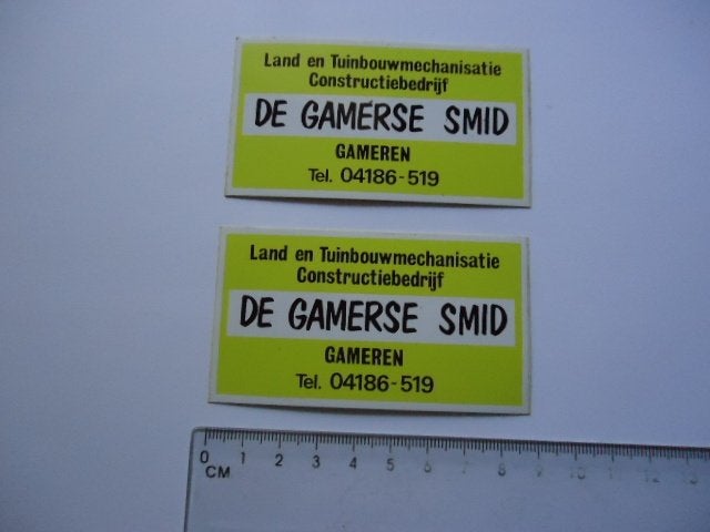 sticker oud GAMERSE SMID Gameren landbouw tuinbouw machine, Verzenden, Zo goed als nieuw, Bedrijf of Vereniging