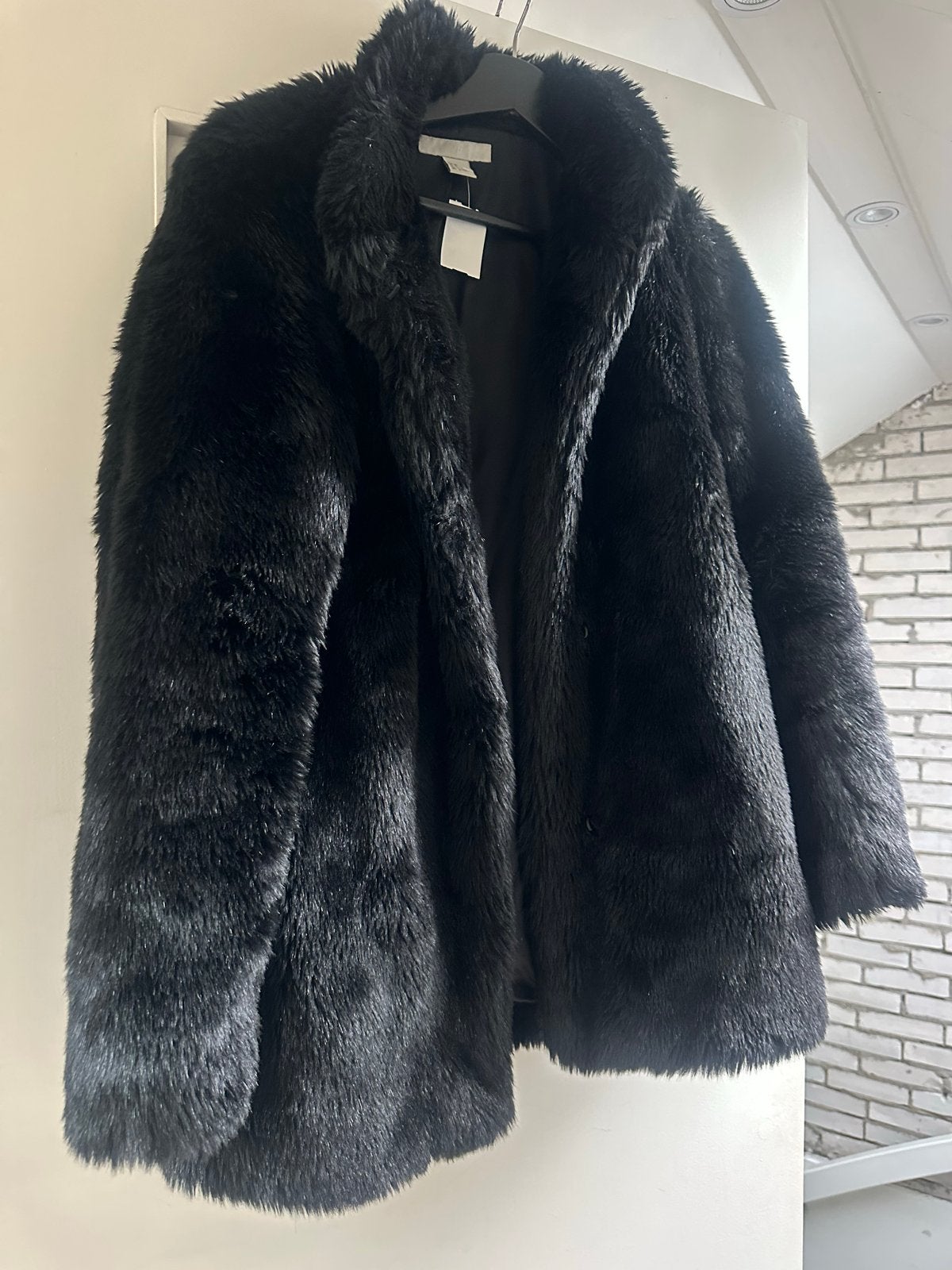 Zwarte nep bontjas H&M maat S, Kleding | Dames, Ophalen of Verzenden, Zo goed als nieuw, Maat 36 (S), Zwart