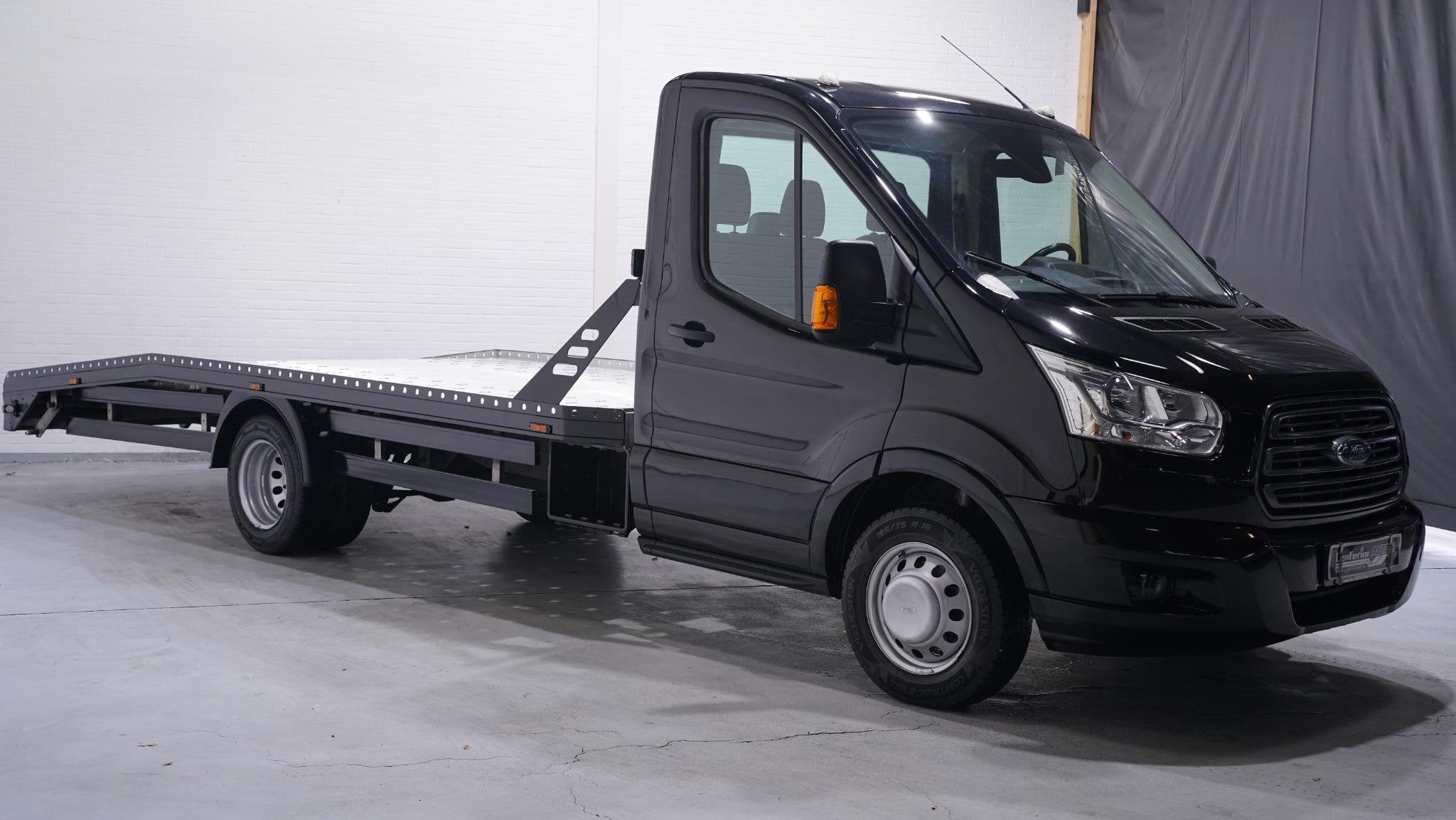 Ford Transit 2.0 TDCI 170 pk Autotransporter Airco, Luchtver, Auto's, Gebruikt, 4 cilinders, 2800 kg, Zwart