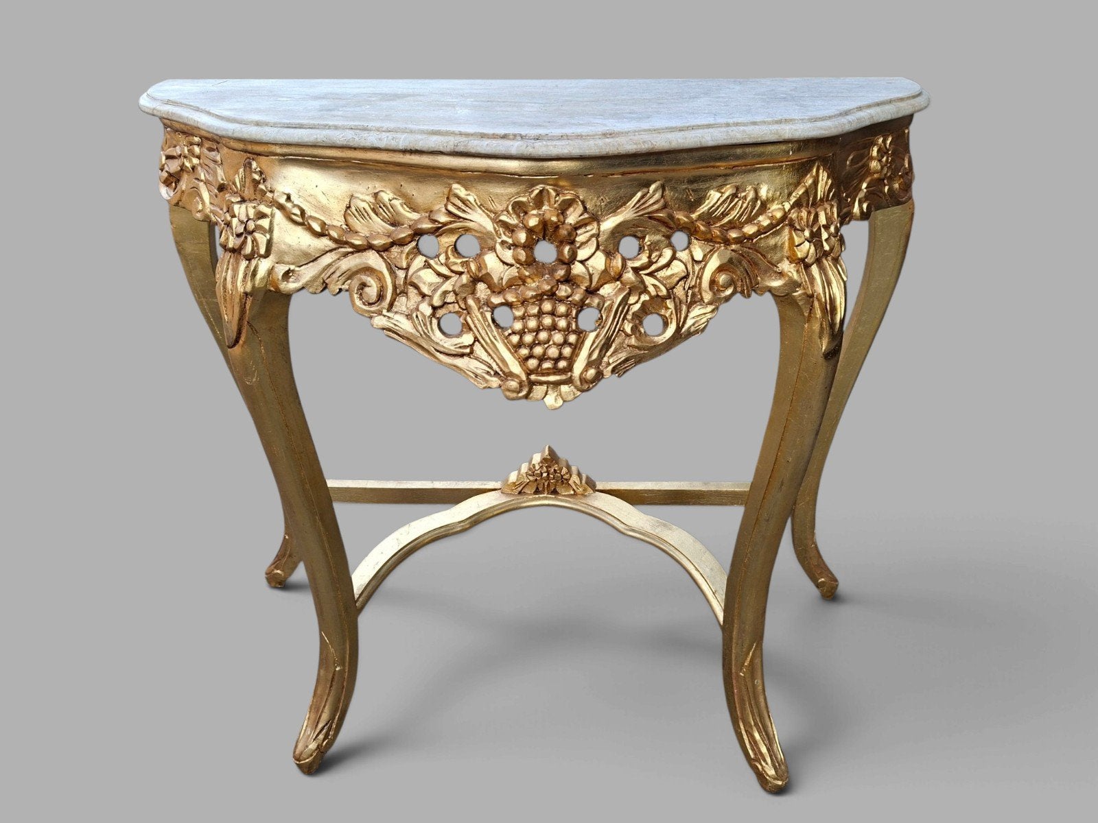 Goudkleurige sidetable, wandtafel console met marmeren blad,, Ophalen of Verzenden