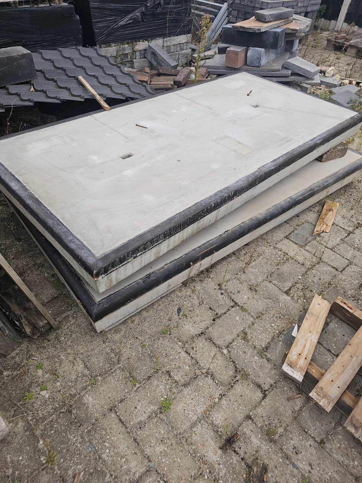 2 Nieuwe Betonplaten met Hoekrand 200x100x14 Grijs, Ophalen, Nieuw, Overige materialen, 100 mm of meer