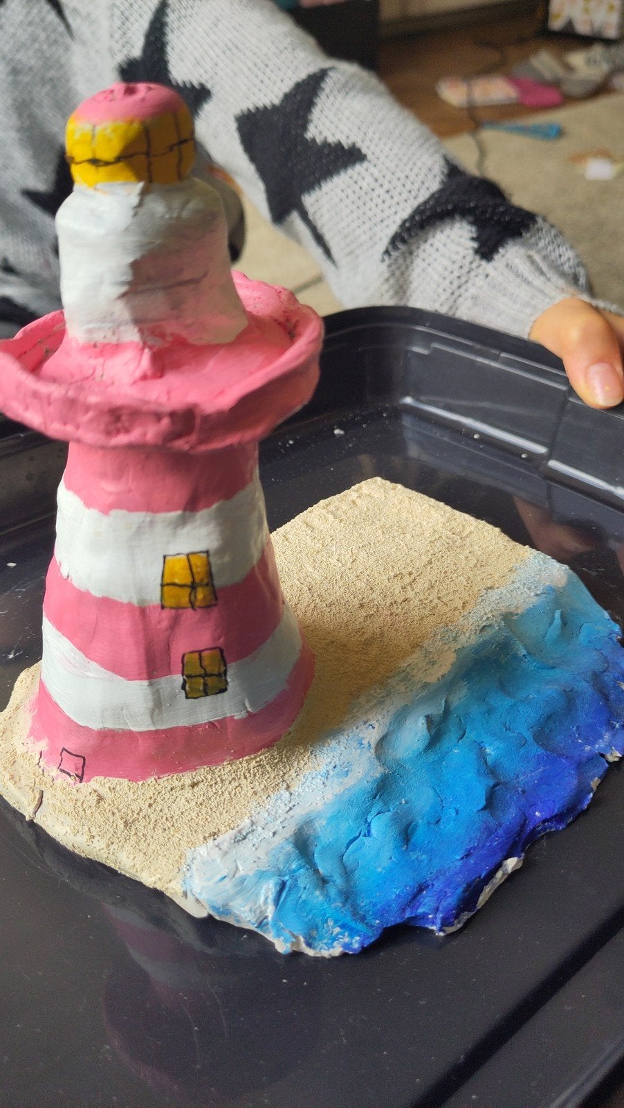 Vuurtoren beeldje met strand, Ophalen of Verzenden, Nieuw
