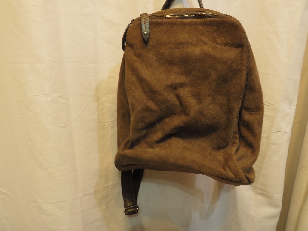 bruine suede leren rugtas van Barba Napoli, Overige merken, Gebruikt, 25 tot 40 cm, Ophalen of Verzenden