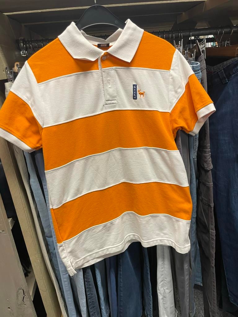 Geeko polo shirt oranje wit gestreept maat M, Ophalen of Verzenden, Zo goed als nieuw, Maat 48/50 (M), Oranje