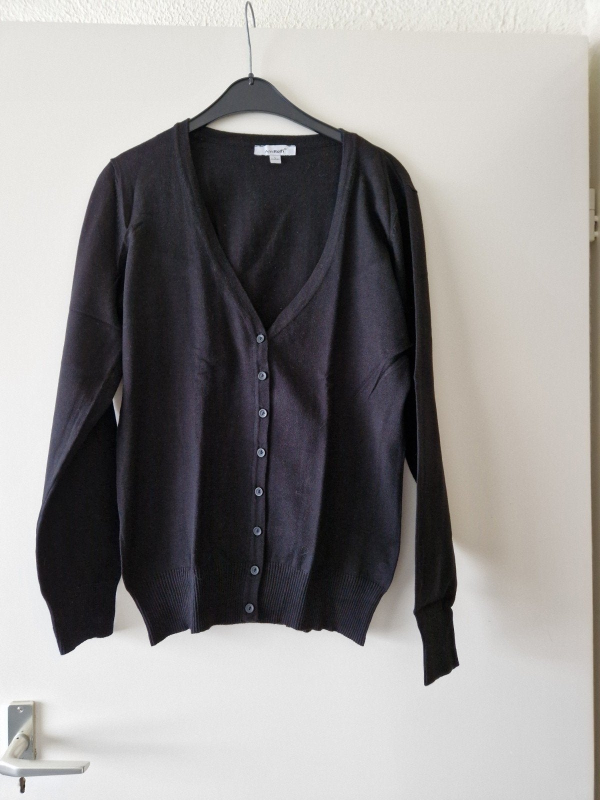 ANNI ROLFI ZWART FIJN GEBREID VEST MET KNOOPJES MAAT L, Kleding | Dames, Zwart, Maat 42/44 (L), Nieuw, Anni Rolfi