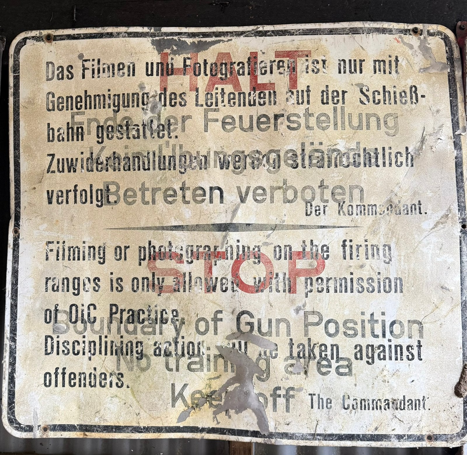Bijzonder origineel duits / engels militair bord, Ophalen of Verzenden, Landmacht, Duitsland, Overige typen