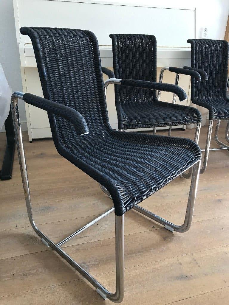 Set 4 Tecta Freischwinger D25 D 25 Kragstuhl stoel, Ophalen, Gebruikt, Zwart, Nvt