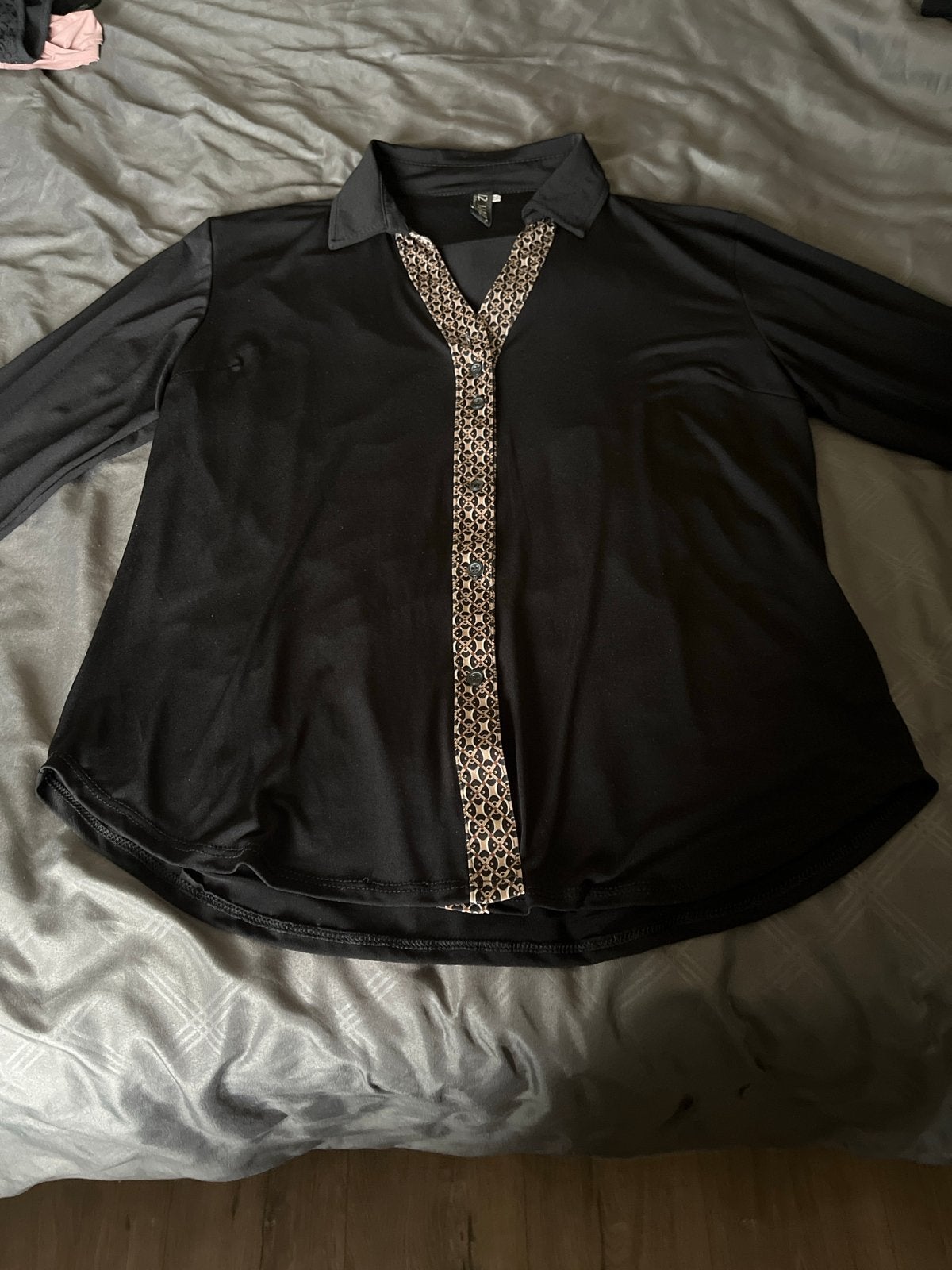 Zwarte blouse met patroon, merk iz Naiz maat XXL, Ophalen of Verzenden, Zo goed als nieuw, Maat 46/48 (XL) of groter, Zwart