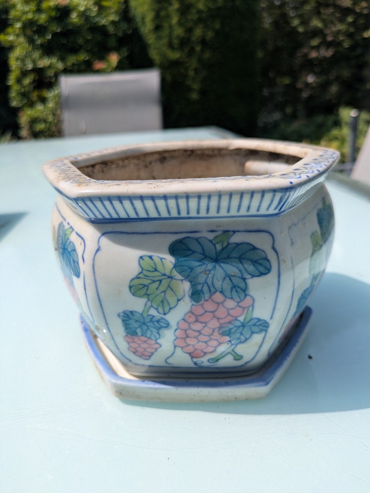 Aardewerk Bloempot met schotel, Ophalen, Gebruikt, Balkon, Overige vormen