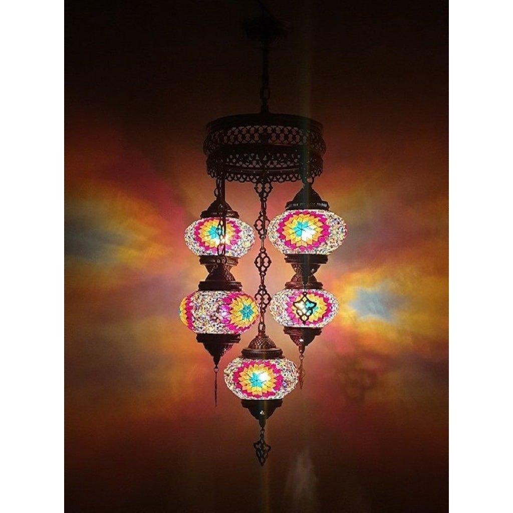 Oosterse Arabische kroonluchter hanglamp glasmozaiek set 5, Oosters Arabisch 1001nacht Boho Ibiza Marrakech Marokkaans Turks, Nieuw