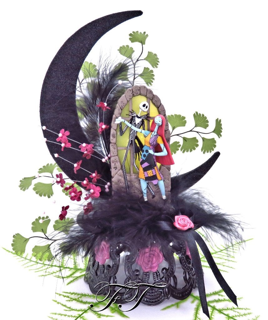Prachtige Jack Skellington en Sally taarttopper., Ophalen of Verzenden, Nieuw, Versiering, Geboorte of Huwelijk