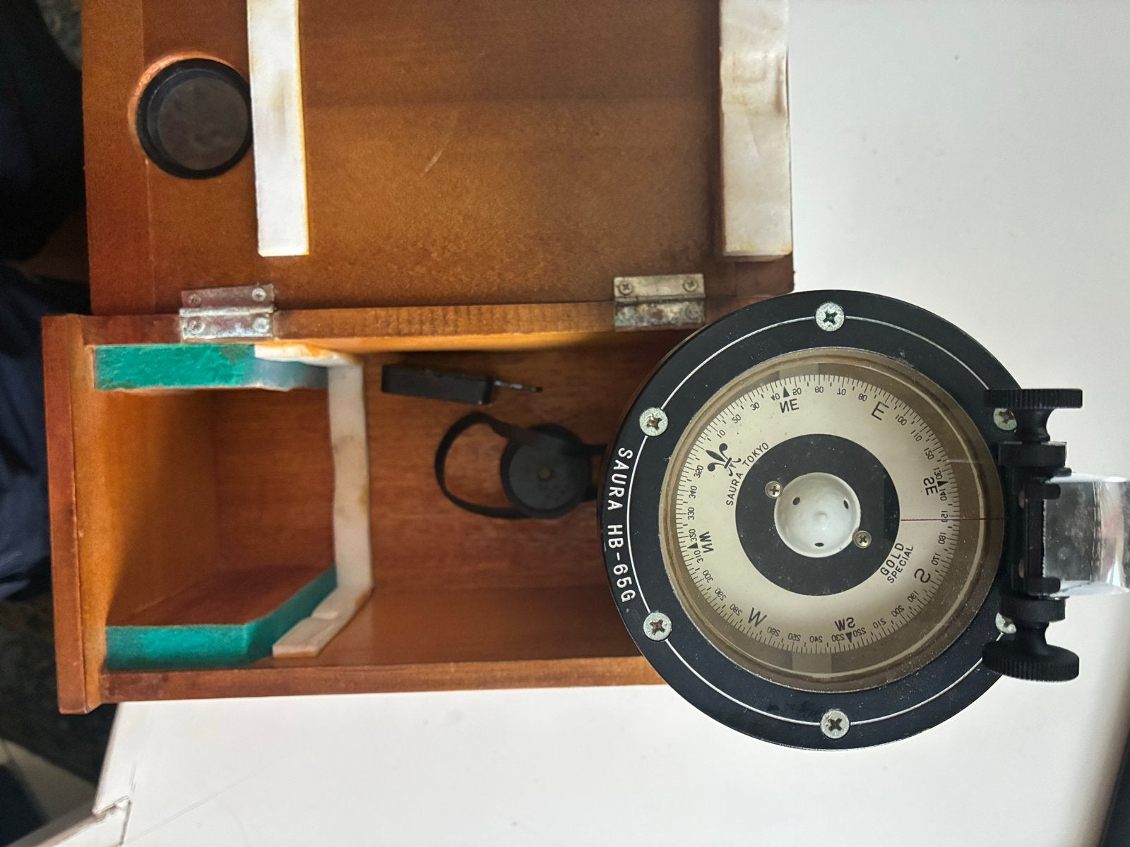 Saura Kompas HB-65G II in houten kist, Ophalen, Gebruikt, Overige typen