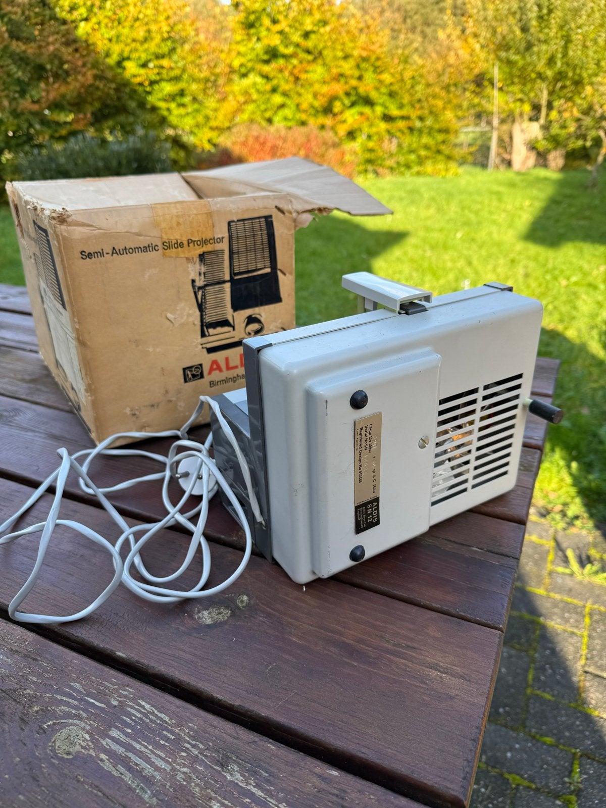 Vintage Aldis Semi-Automatische Diaprojector met Scherm, Ophalen, Gebruikt, Met scherm