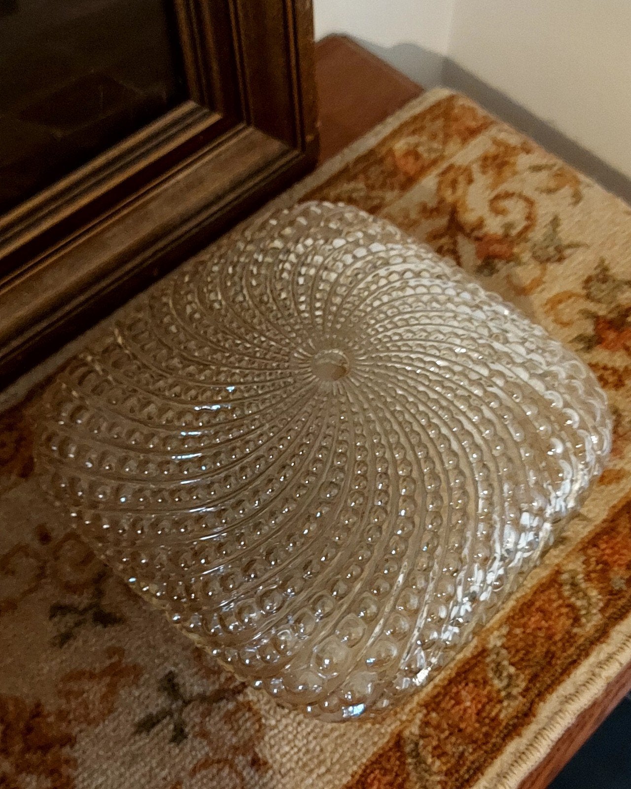 Prachtige Antieke lampenkap plafoniere bubbelglas, Ophalen of Verzenden