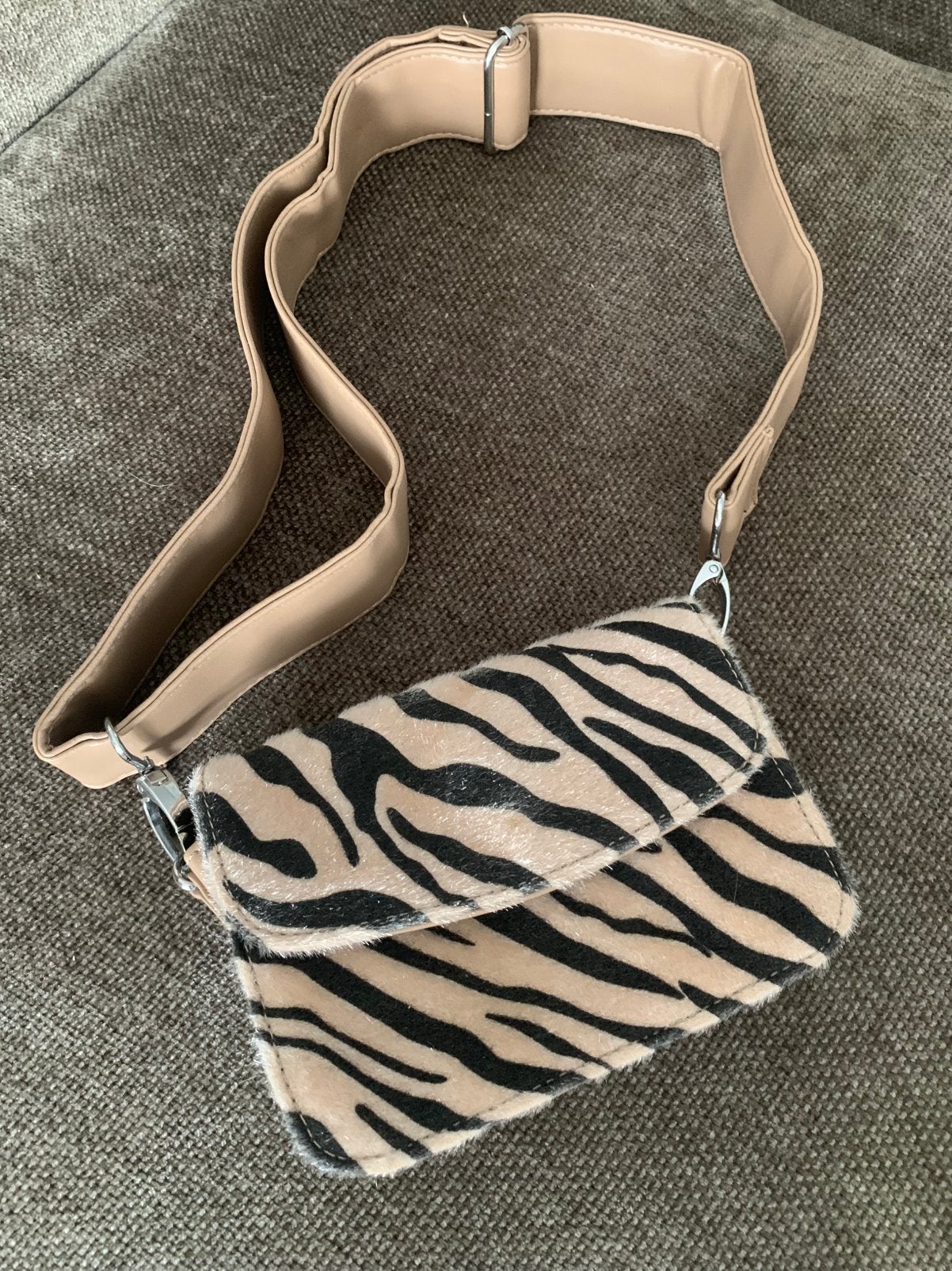 Zebra tas, Ophalen of Verzenden, Gebruikt, Beige, Schoudertasje