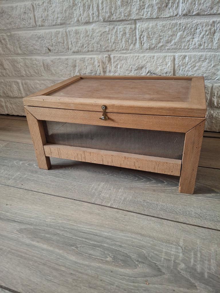 Vintage Frans houten kaaskastje/vliegenkast gaas en plank, Ophalen of Verzenden