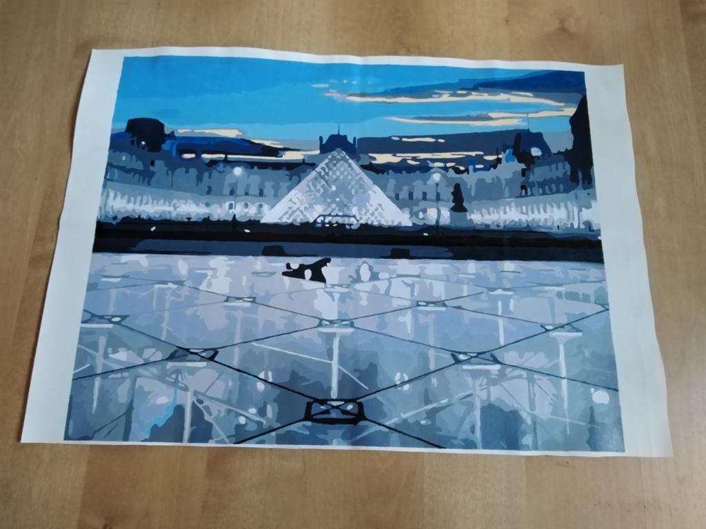 Geschilderde canvas poster Louvre, Ophalen of Verzenden, Nieuw, 50 tot 75 cm, Schilderij