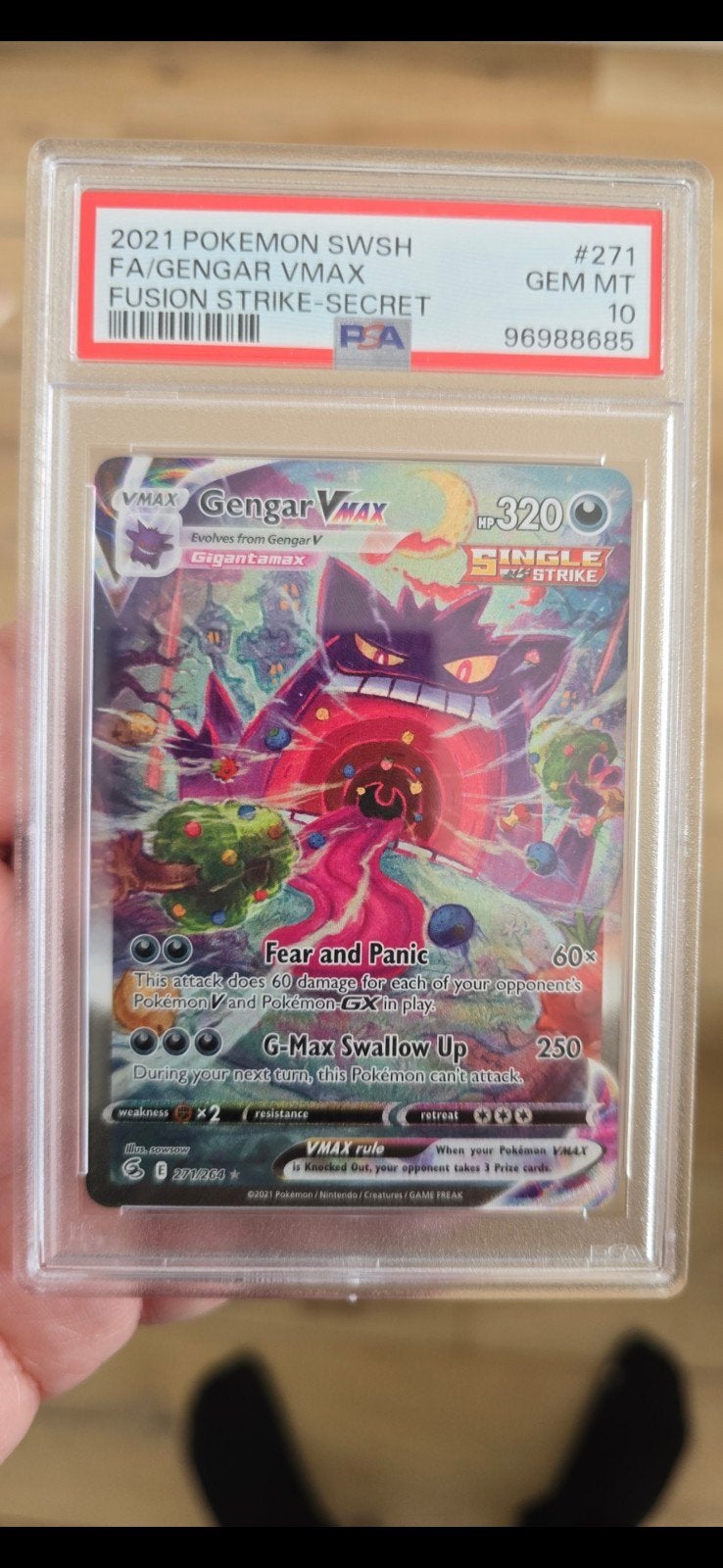 Pokémon Gengar VMAX Fusion Strike Secret PSA 10, Ophalen of Verzenden, Nieuw, Losse kaart