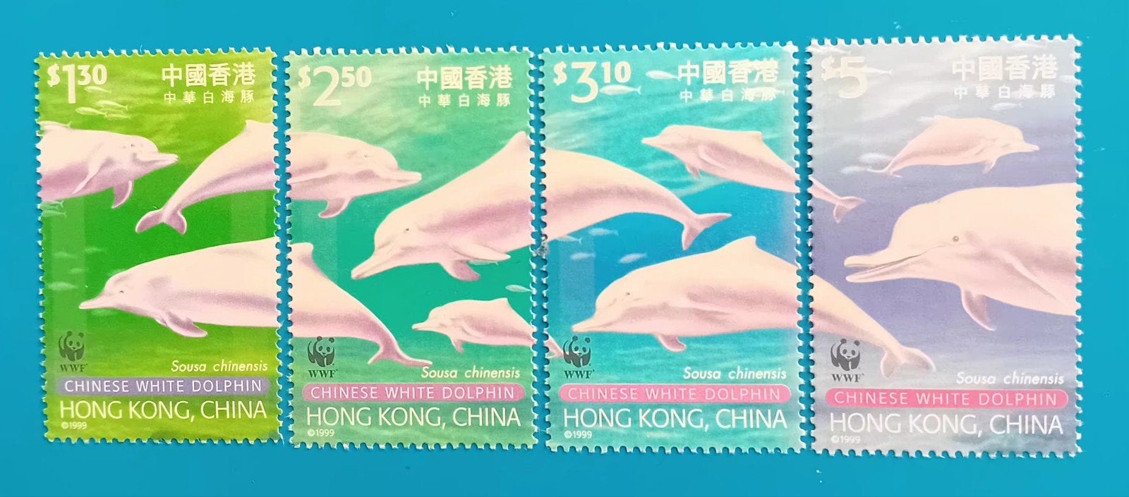 Hong Kong  serie van 4 zegels Dolfijnen, Ophalen of Verzenden, Postfris, Dier of Natuur