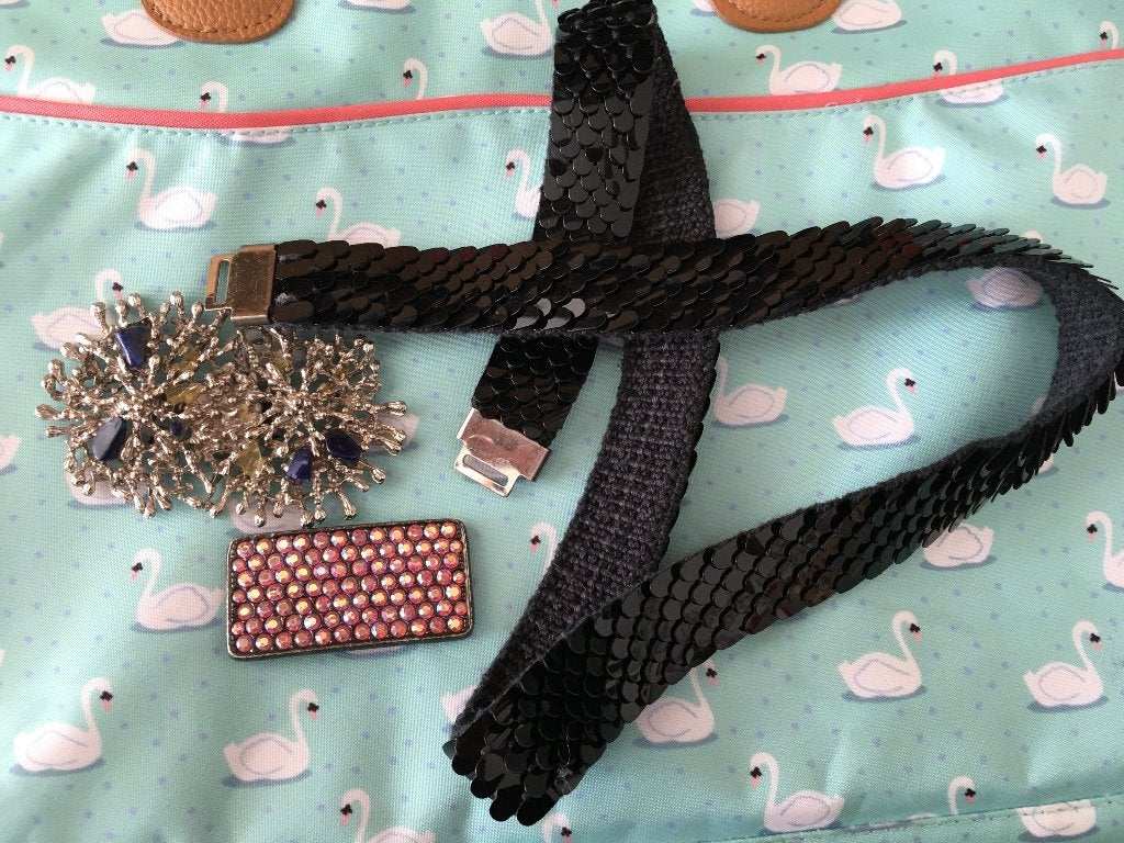 Vintage retro boho strass halfedelstenen taille riem gespen, Zwart, Ophalen of Verzenden, Zo goed als nieuw, Vintage