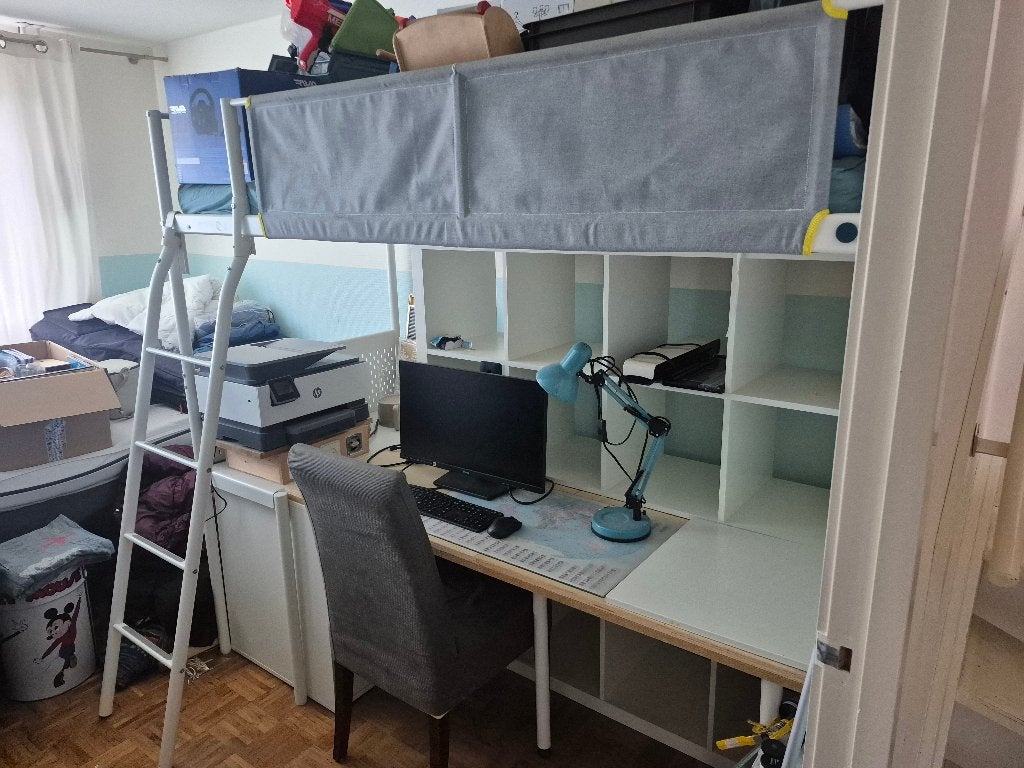 Ikea Vitval hoogslaper met bureau, Ophalen, Gebruikt, Eenpersoons, 90 cm
