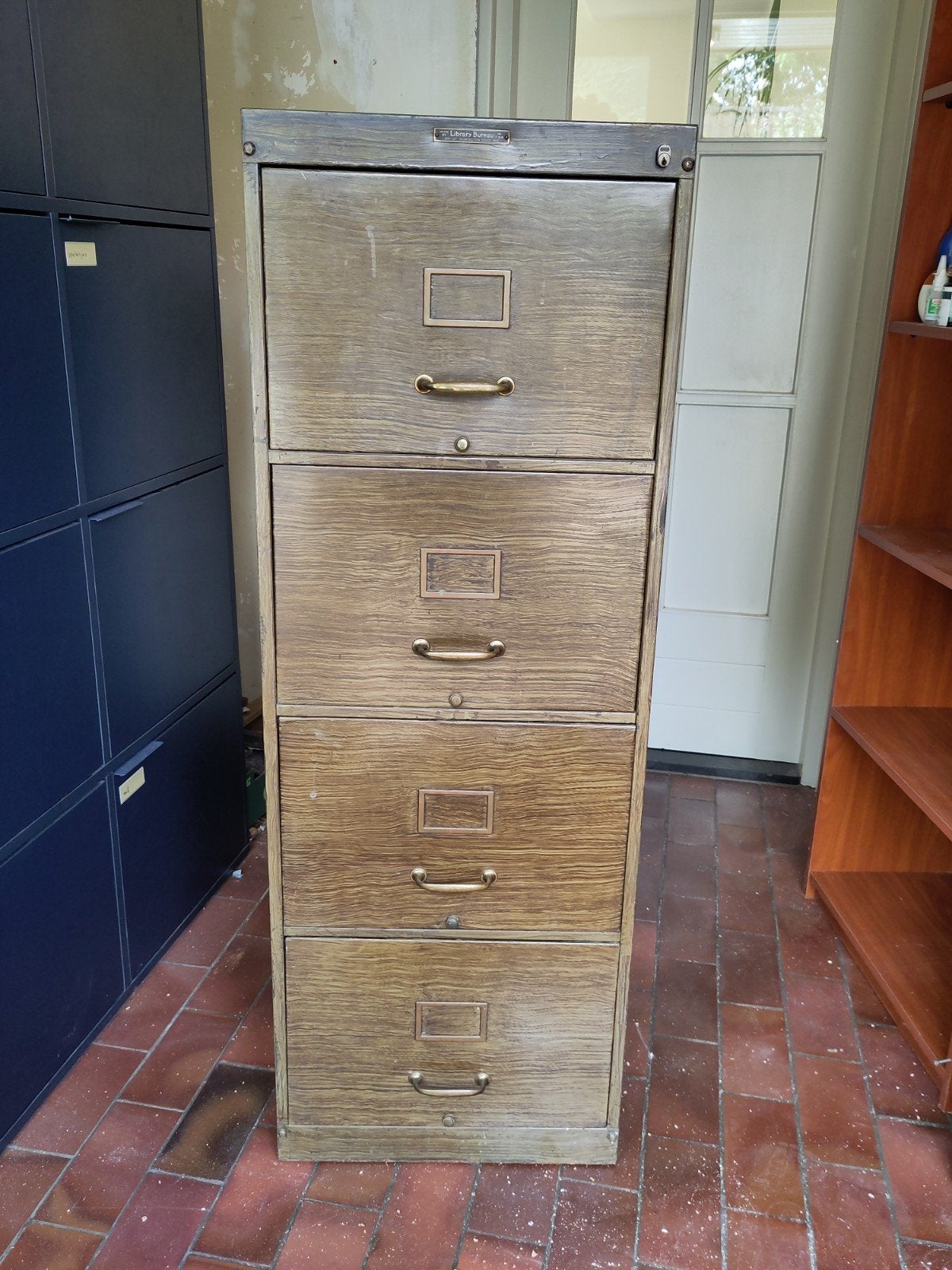Vintage archiefkast Library Bureau, Huis en Inrichting, Ophalen, Gebruikt, 75 cm of meer, 100 tot 150 cm