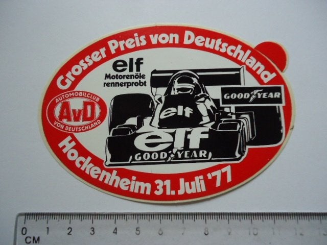 sticker 1977 Hockenheim Autosport formule 1 ELF GP Duitsland, Verzamelen, Verzenden, Zo goed als nieuw, Sport