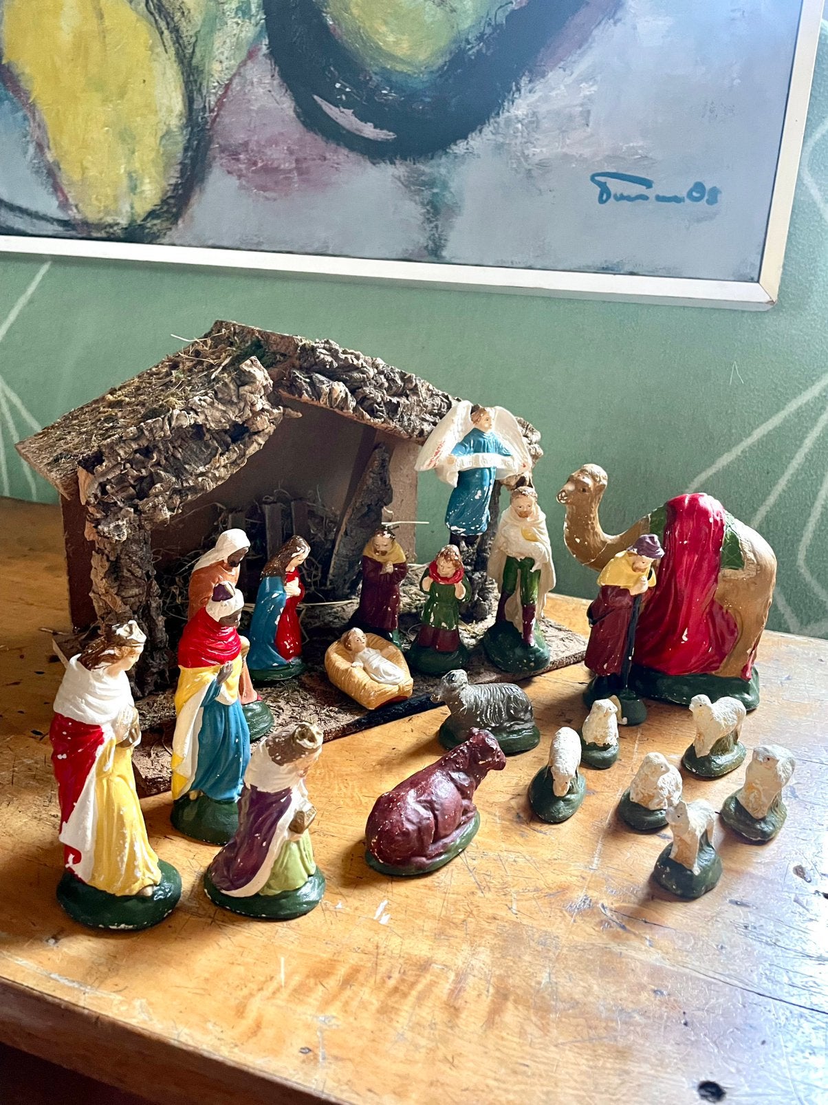 Antieke kerststal, Diversen, Ophalen of Verzenden, Gebruikt