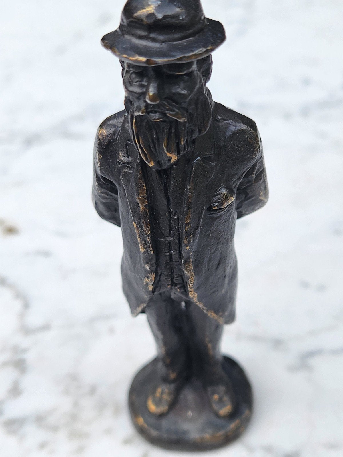 Abraham beeldje - Bronzen figuur met hoed en baard, Ophalen of Verzenden