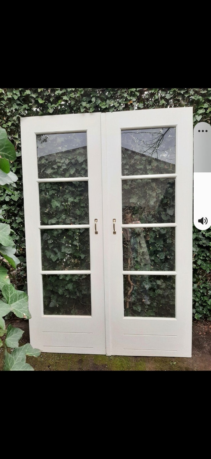 Hardhouten tuindeuren met grepen, 138x203cm, Ophalen, 120 cm of meer, Buitendeur, 215 cm of meer