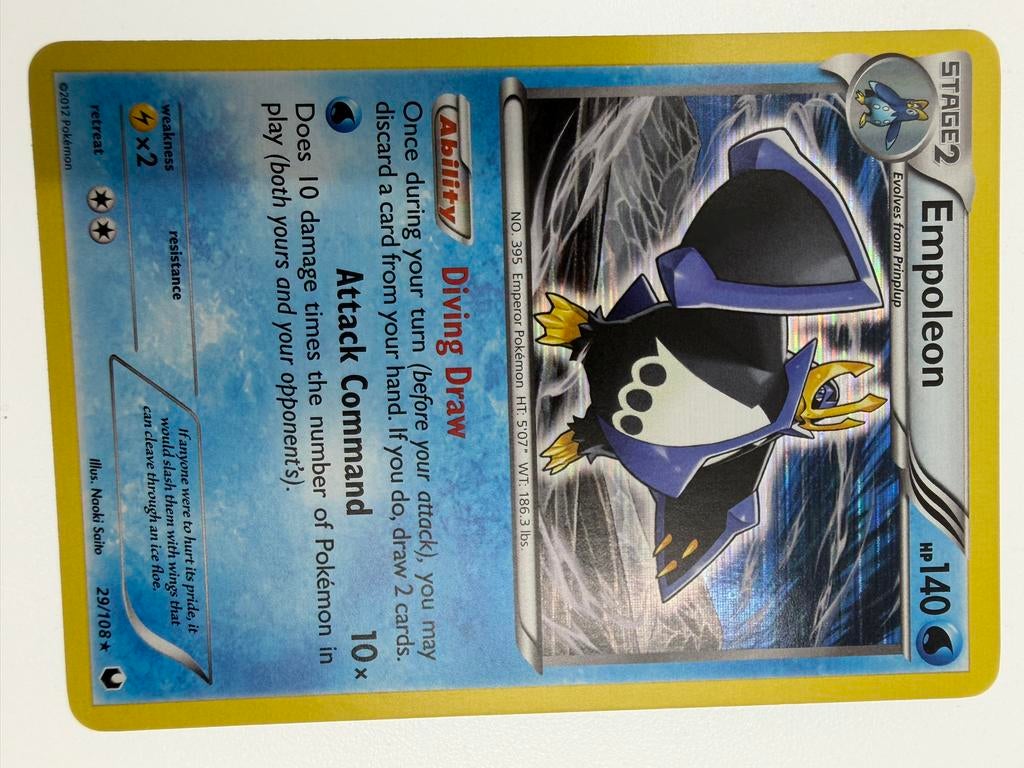 Pokémon Kaart Empoleon 29/108 Holo Rare Stage 2, Ophalen of Verzenden, Gebruikt, Losse kaart, Foil