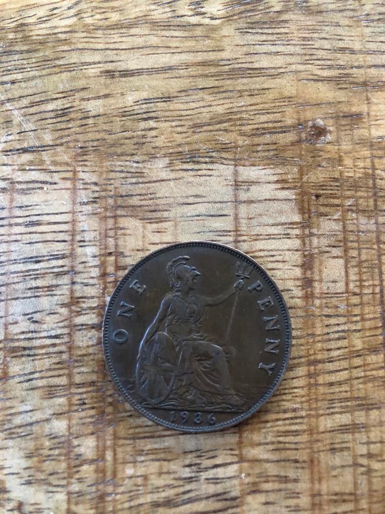 Britse One Penny munt 1936, Postzegels en Munten, Ophalen of Verzenden, Overige landen, Losse munt
