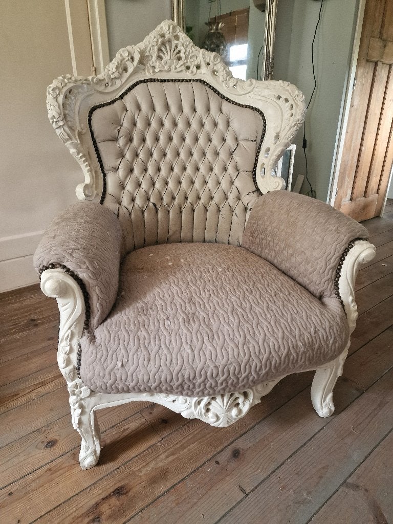 rijk gedecoreerde barokke/rococo fauteuil, Ophalen, Gebruikt, Vintage, 75 tot 100 cm