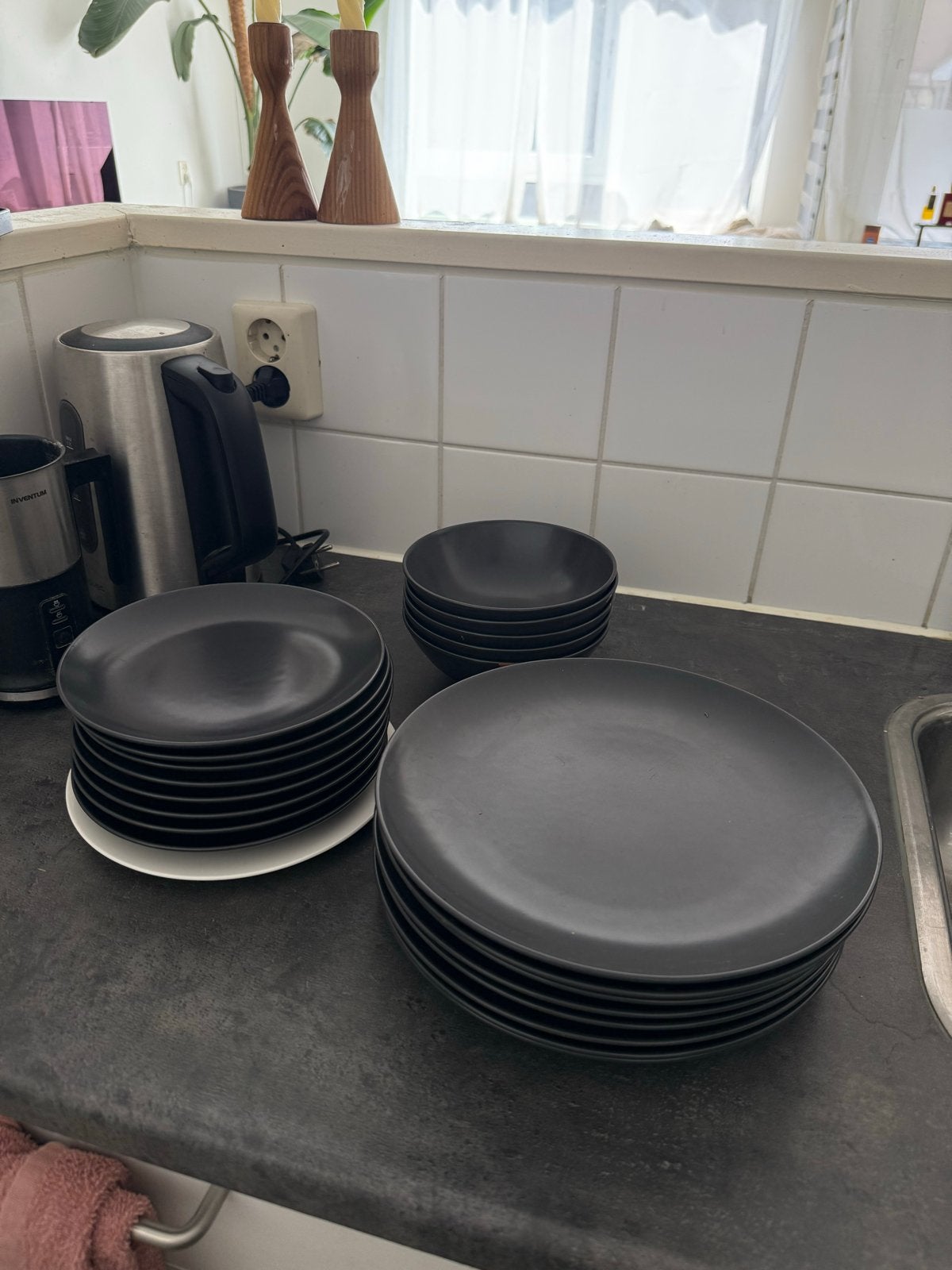 Zwarte borden en kommen - Servies set, Ophalen, Gebruikt, Keramiek, Modern