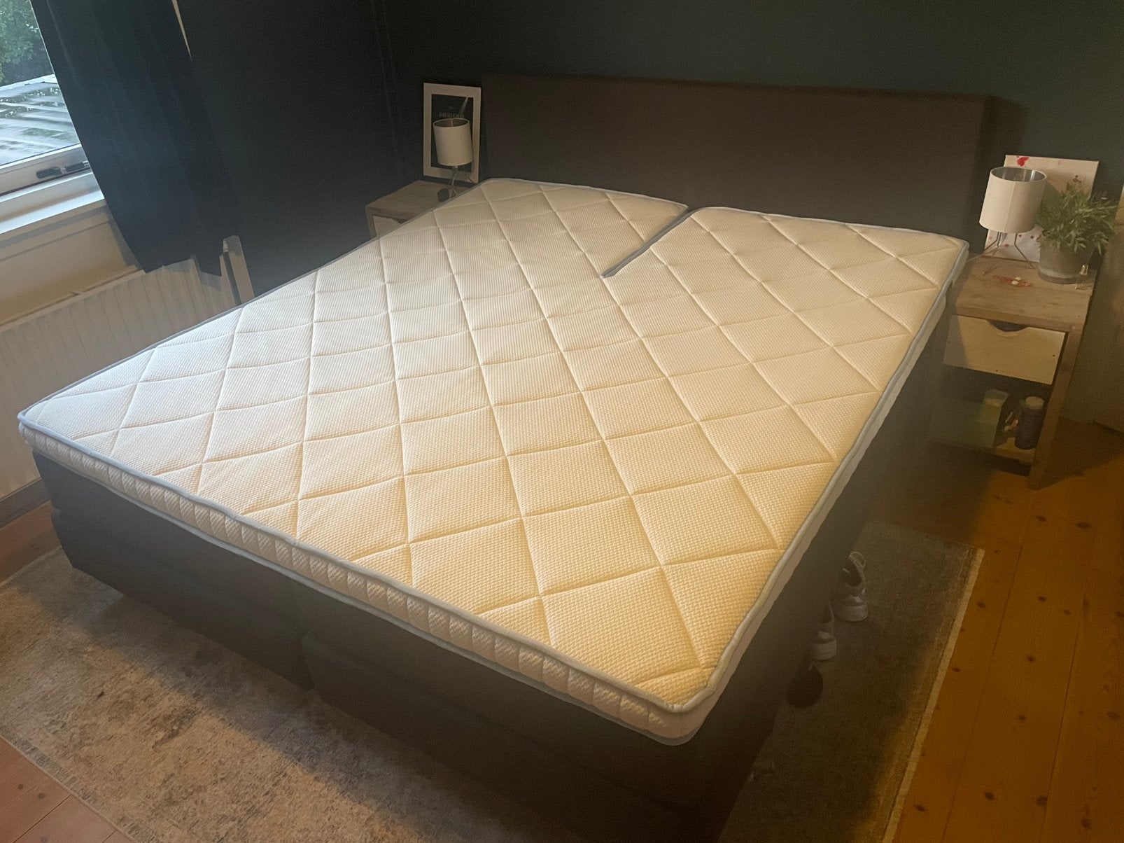 Boxspring van 180x 200 met zgan Swiss Sense gazelle topper, Ophalen, Gebruikt, Tweepersoons, 180 cm