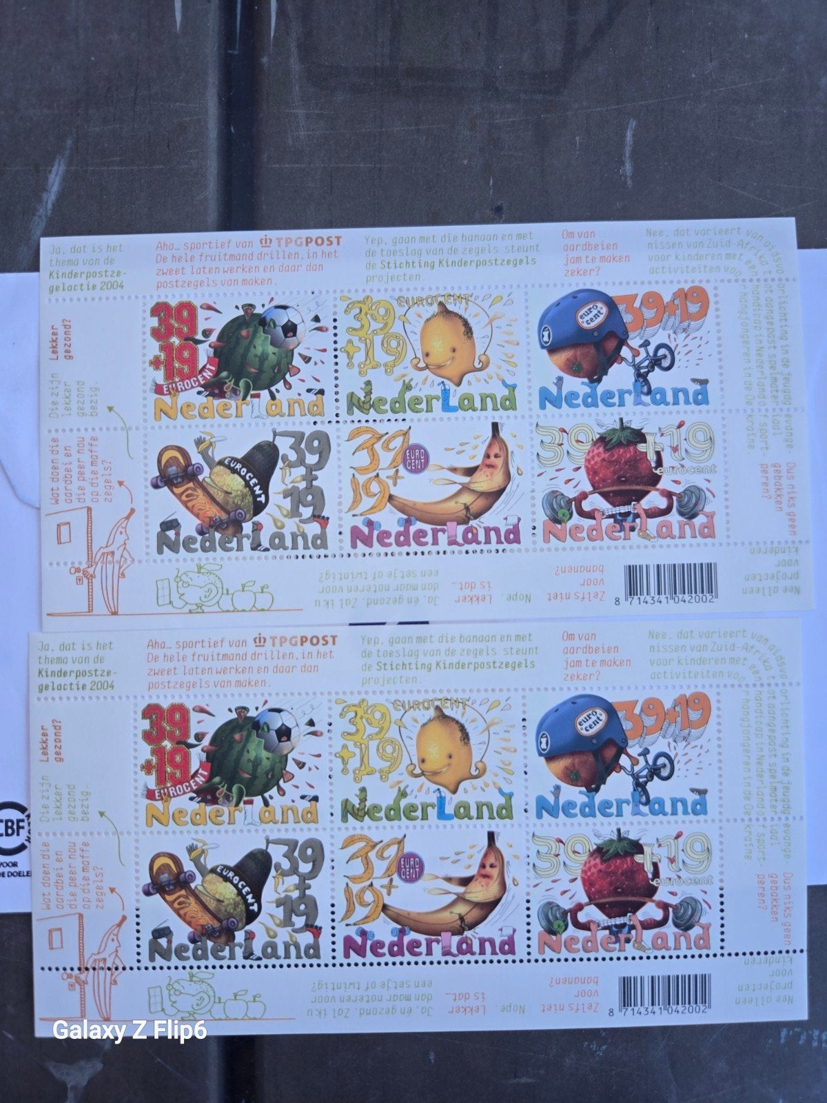 Kinderpostzegels 2004 - Gezond Fruit Thema, Postzegels en Munten, Ophalen of Verzenden, Na 1940, Postfris