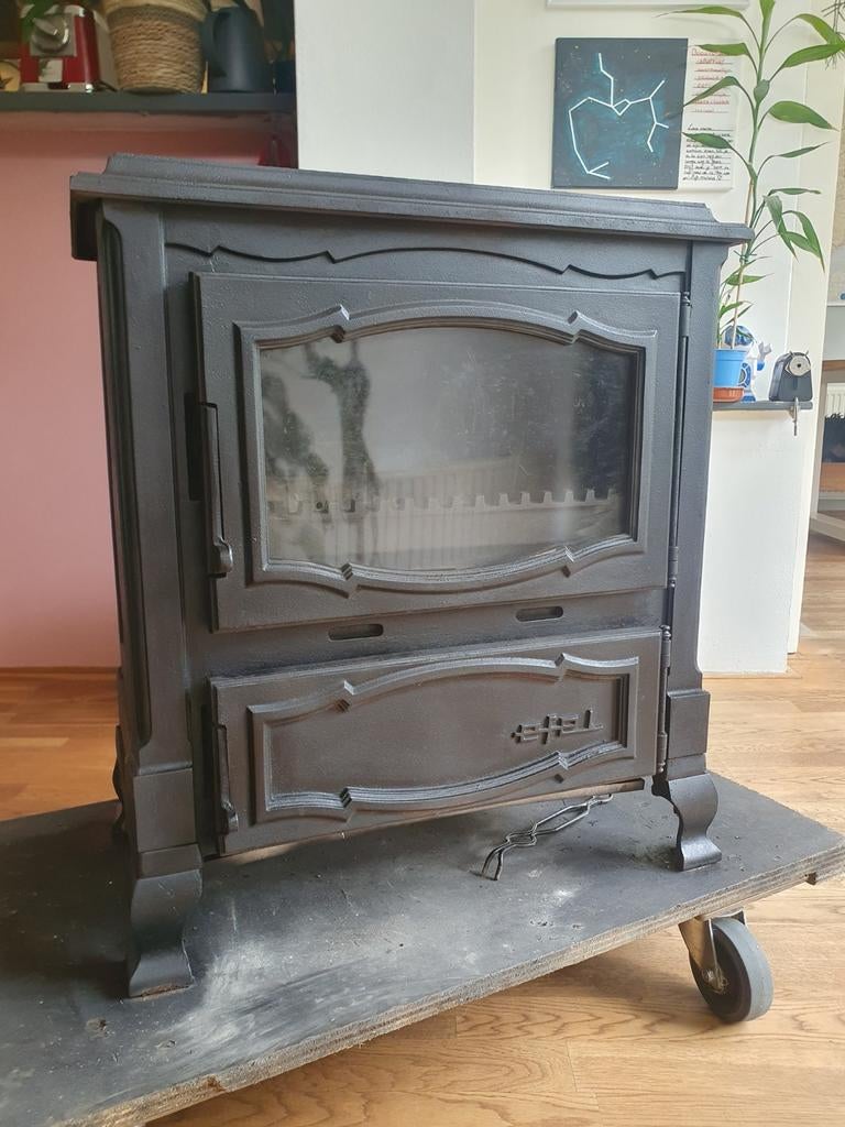 Efel houtkachel. Met thermostaat! Broertje jotul/dovre+ pijp, Ophalen, Gebruikt, Houtkachel, Vrijstaand