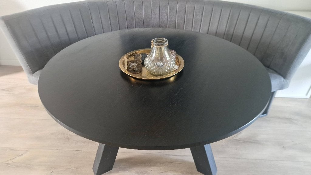 Ronde eettafel van WOOOD Ø 130 cm, Huis en Inrichting, Ophalen, Gebruikt, Vijf personen of meer, 100 tot 150 cm