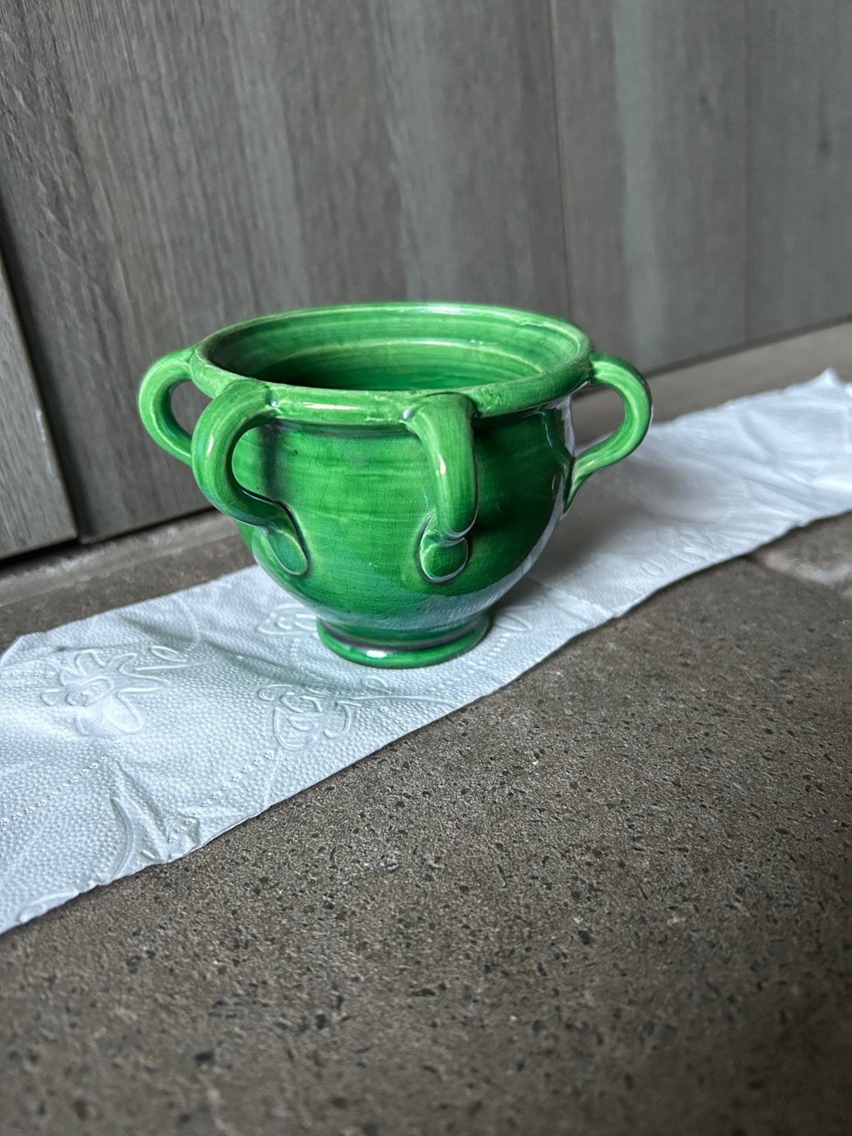 Groene Keramische Pot met Handvatten, Ophalen of Verzenden