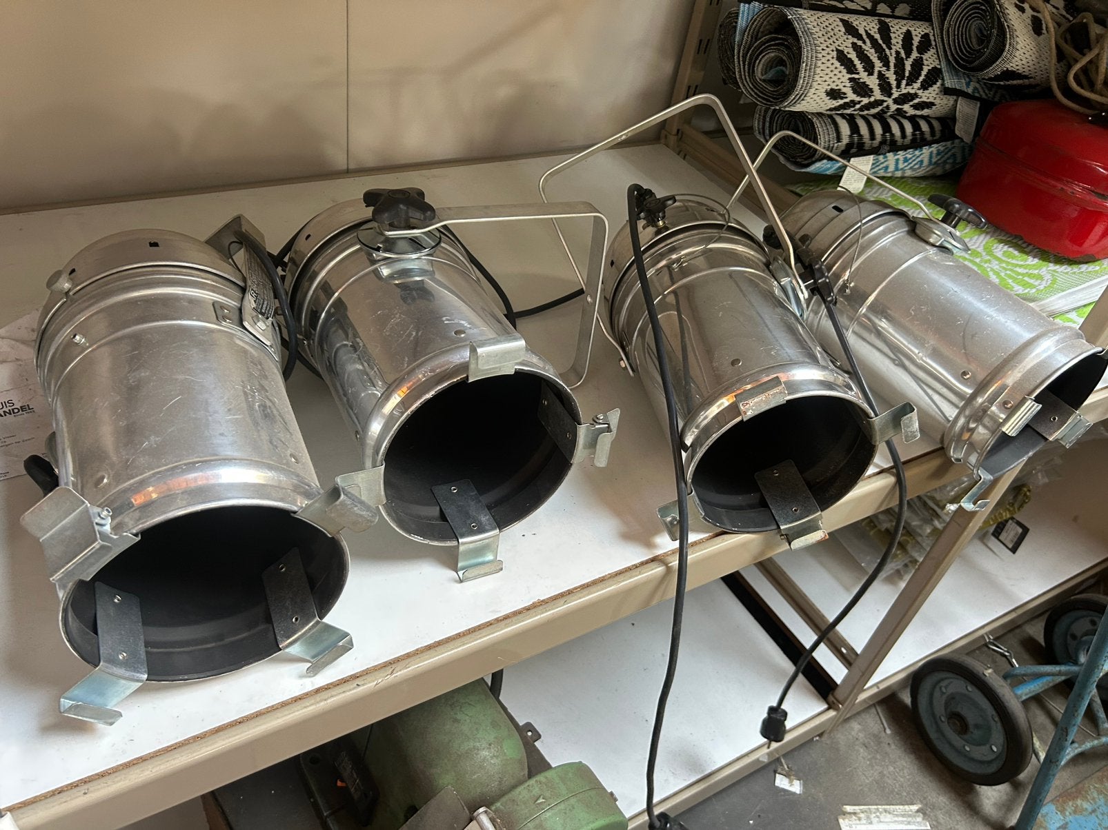 Vintage theaterlampen aluminium 9 stuks, Huis en Inrichting, Lampen | Spots, Overige materialen, Gebruikt, Vloerspot of Grondspot