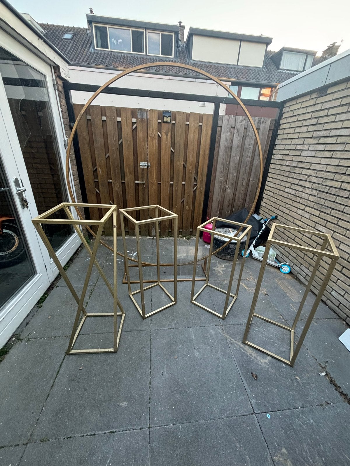 Gouden Backdrop (190cm) met 4 Zuilen -, Ophalen, Gebruikt, Versiering, Overige