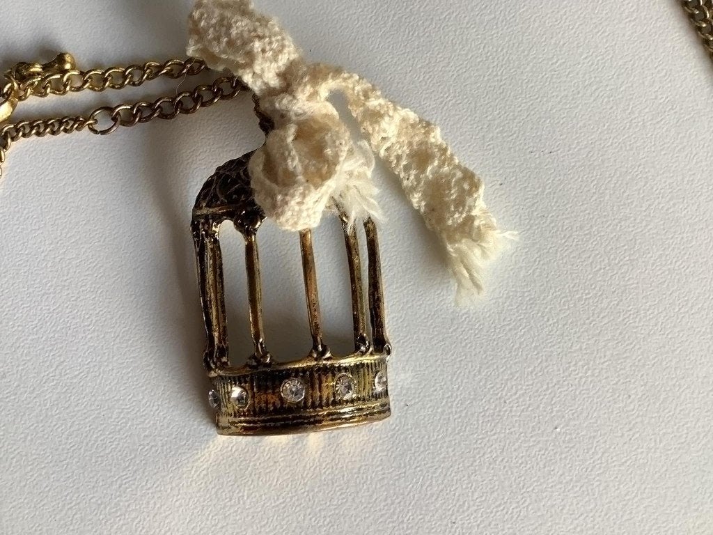 bijou ketting vogelkooitje met lange ketting, Ophalen of Verzenden, Zo goed als nieuw, Goud, Overige materialen