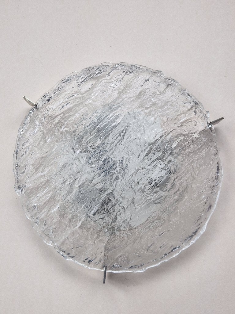 Vintage plafondlamp van Kaiser Leuchten met ijsglas textuur., Ophalen of Verzenden
