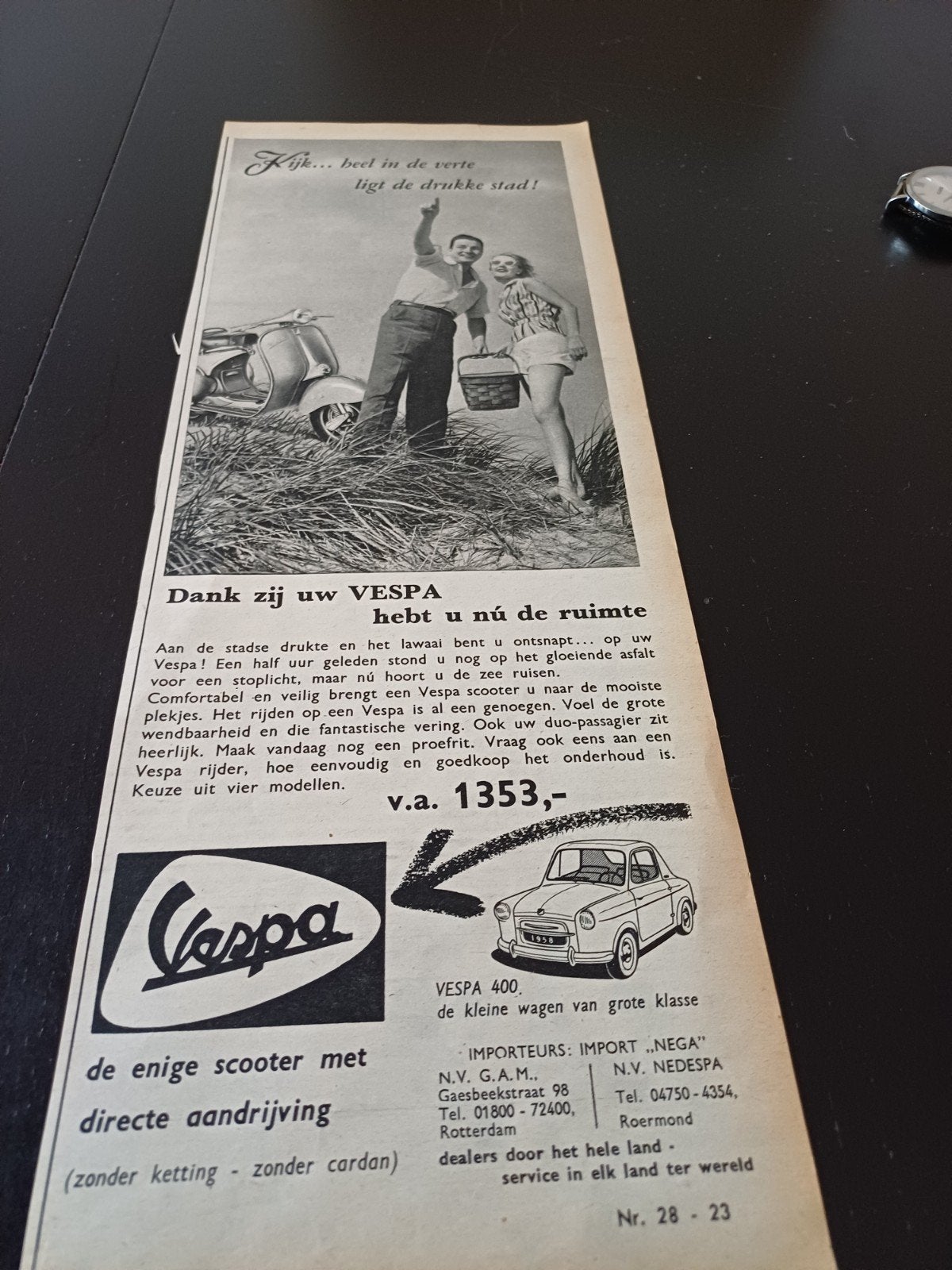 advertentie Vespa 400 1958, Ophalen of Verzenden, Zo goed als nieuw, Auto's