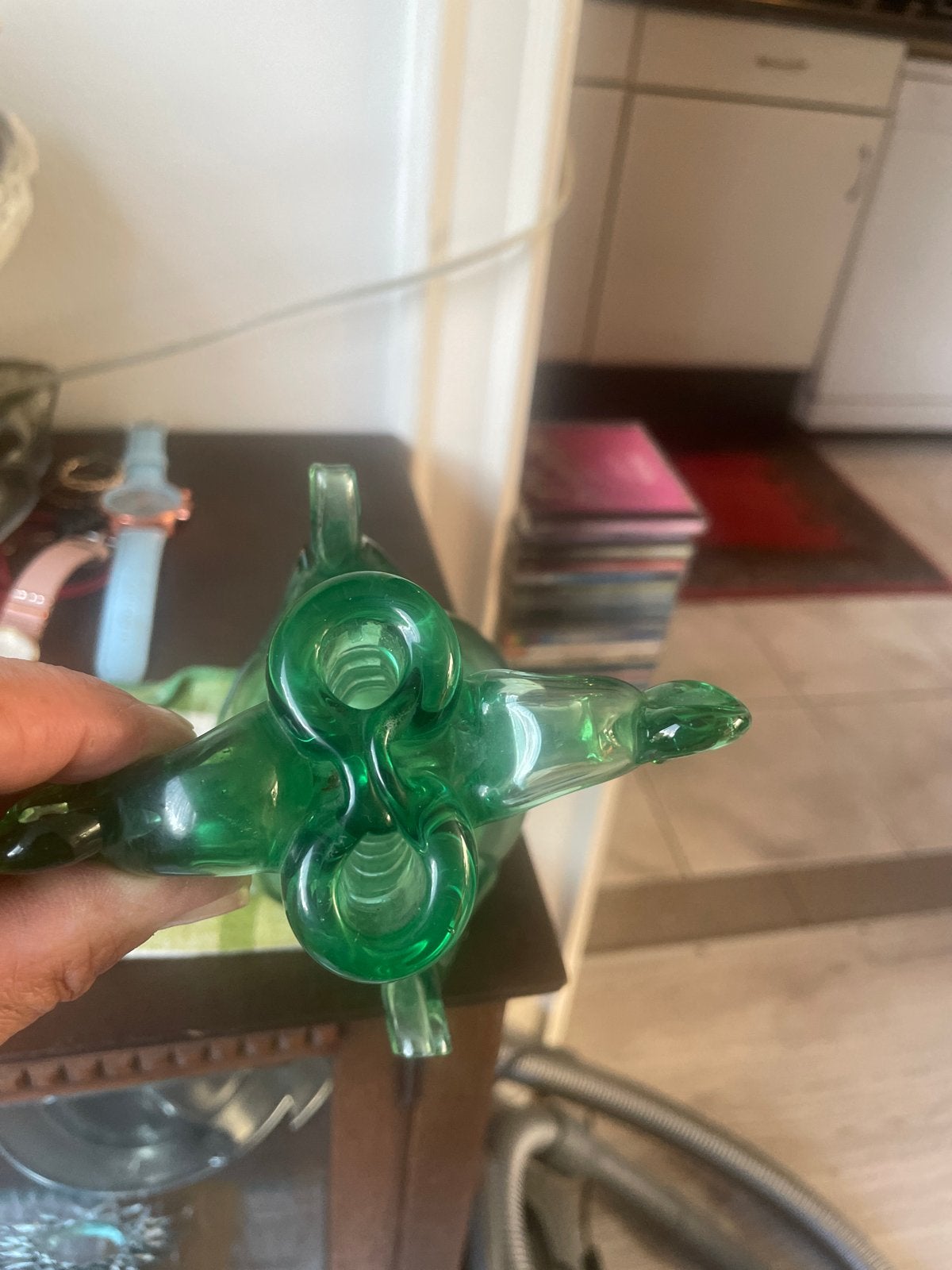 Unieke Groene Glazen Karaf in Vogelvorm, Ophalen