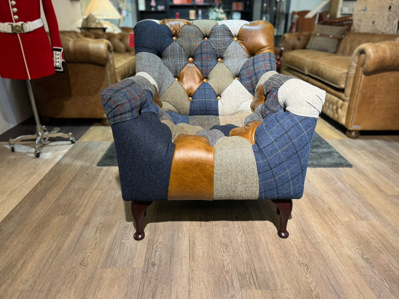 DALLAS MULTICOLOR FAUTEUIL CHESTERFIELD Stof Harris TWEED, Ophalen of Verzenden, Zo goed als nieuw, 75 tot 100 cm, Stof