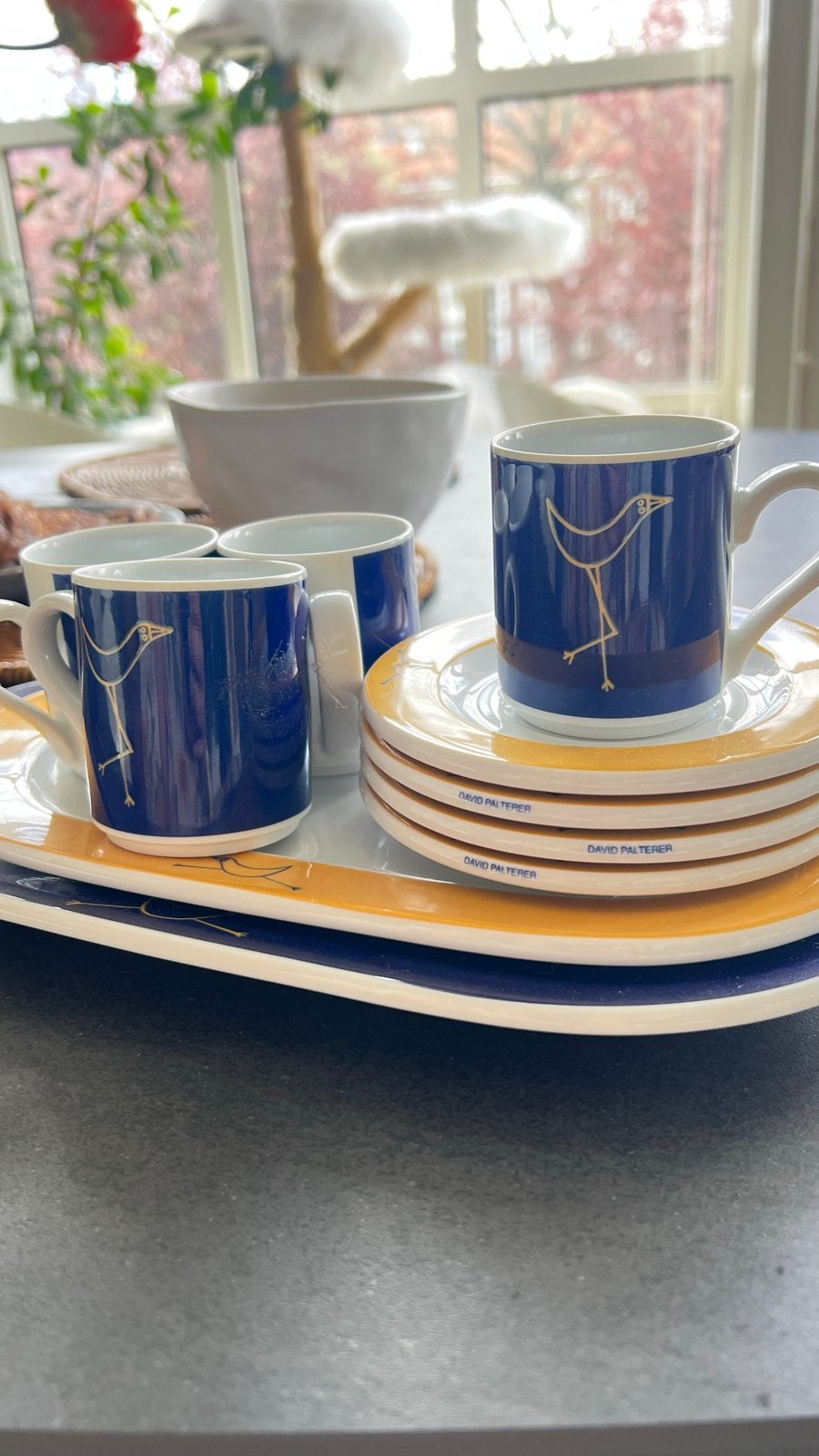 David Palterer servies 2 schalen en 4 kopjes met schotels, Huis en Inrichting, Keuken | Servies, Zo goed als nieuw, Schaal of Schalen