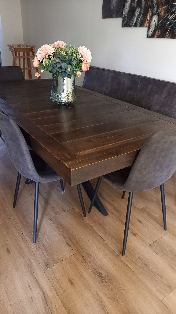 Eettafel met nieuw onderstel - 105x210x75 cm, Gebruikt, 100 tot 150 cm, 200 cm of meer, Vijf personen of meer