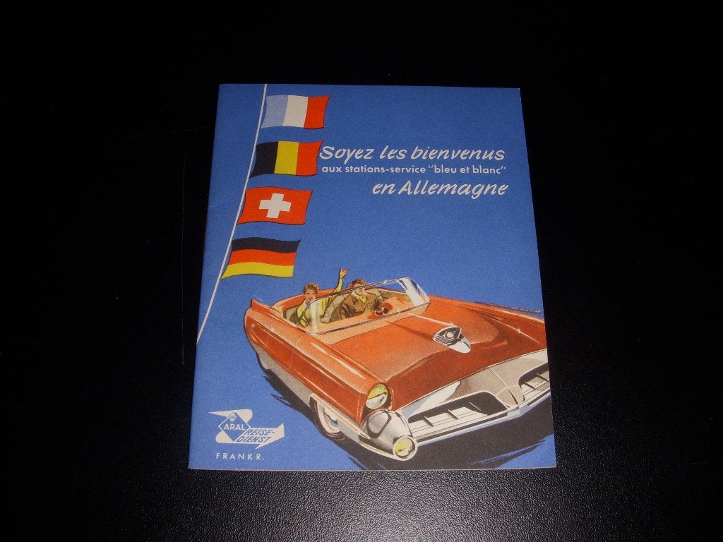 Jaren 50 folder ARAL benzinestations Duitsland, Franse tekst, Folder, ARAL benzien, tankstation, olie, Duitsland, Ophalen of Verzenden