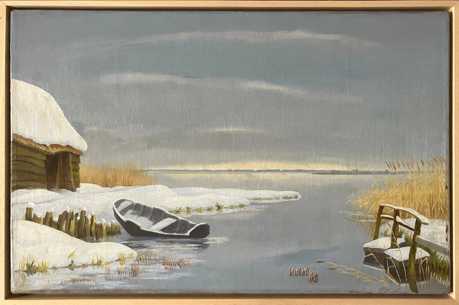 Dirk Smorenberg - Winterlandschap te Loosdrecht (Art Deco), Antiek en Kunst, Ophalen, Overige stijlen, Doek, Landschap